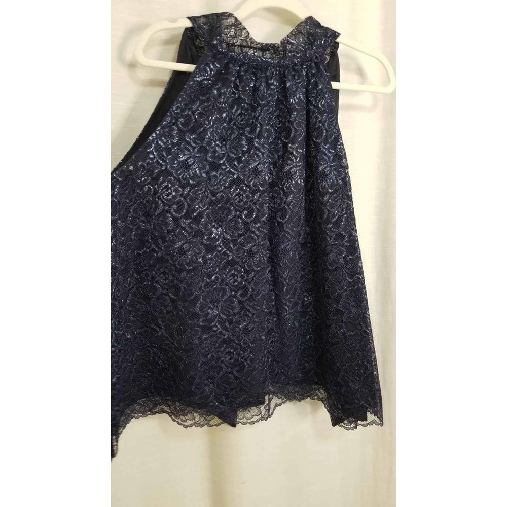 New! Navy Shimmery J Crew Women's Navy Lace Halter Dressy Tank Size 3x - Picture 2 of 8